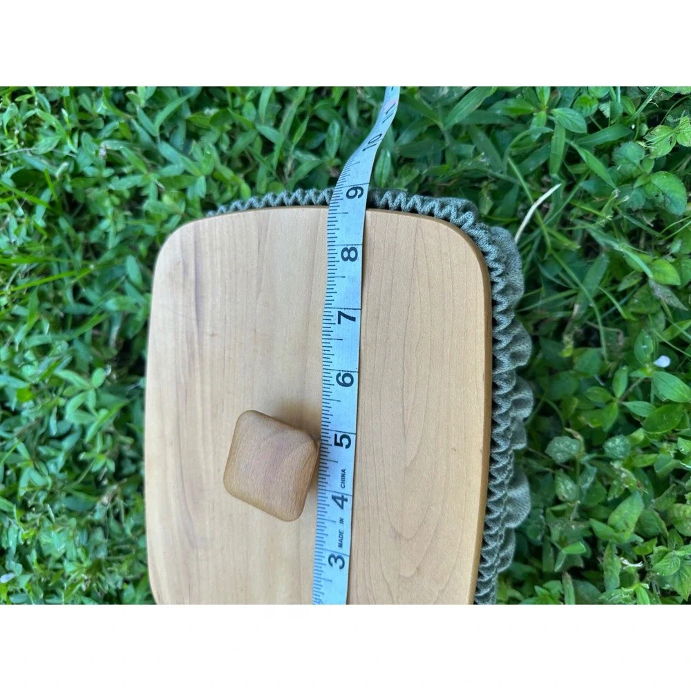 Longaberger Handwoven Basket with Wood Lid and Sage Green Fabric Liner
